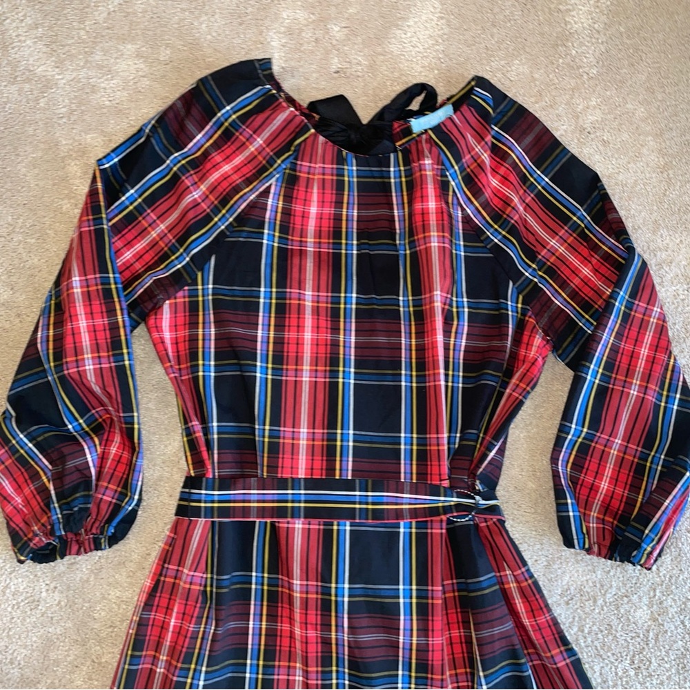 Draper James Plaid Red Black Blue Yellow Top